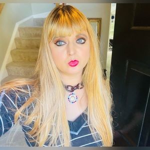 Long straight ombré wig with bangs 100% human hair BLEND must have ❤️